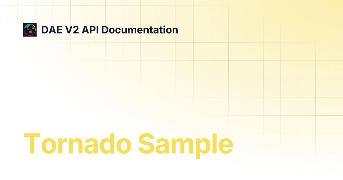 Tornado Sample | DAE V2 API Documentation