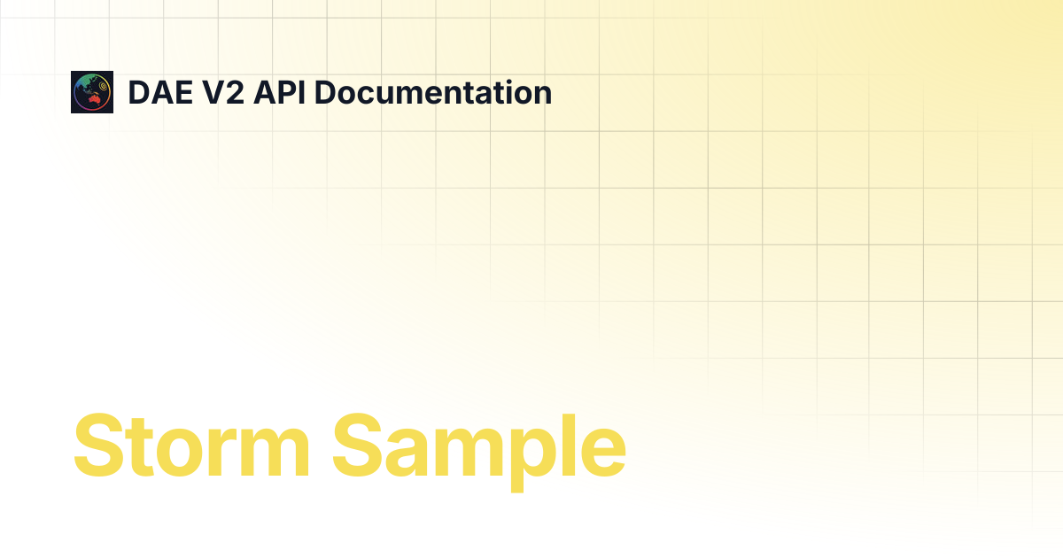 Storm Sample | DAE V2 API Documentation